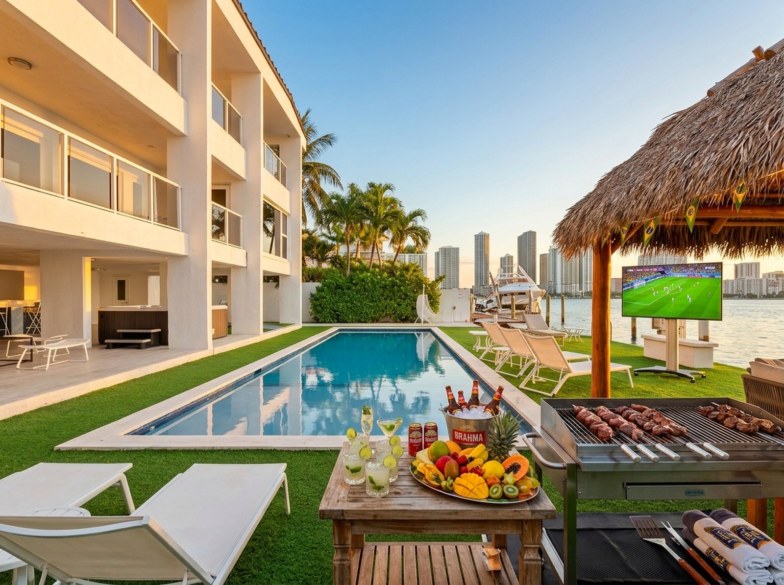 Grupo aproveitando villa privada em Miami